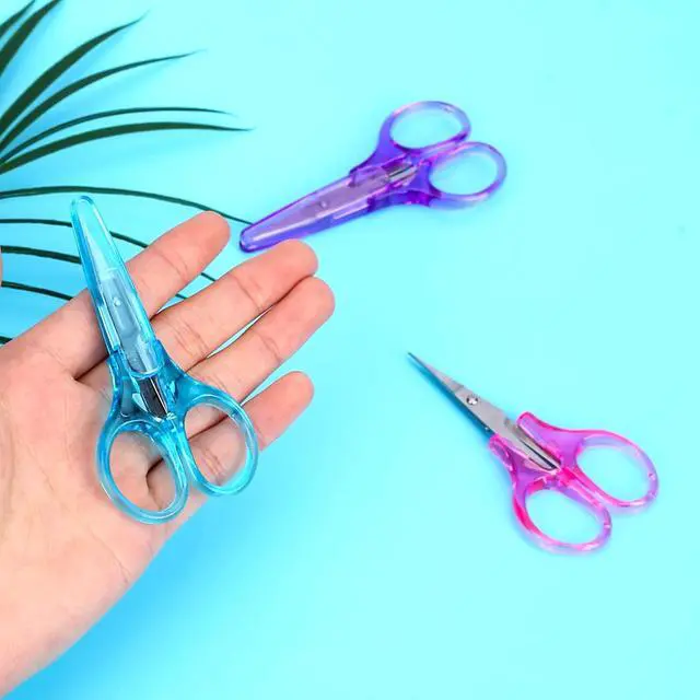 Alt view image 5 of 7 - 3Pcs Small Craft Scissors 3.4"Tiny Travel Scissor Mini Craft Scissors Set All Purpose Stainless Steel with Protective Cover Fine Tips Design for Paper Cutting Scrapbooking Crochet(Pink Purple Blue)