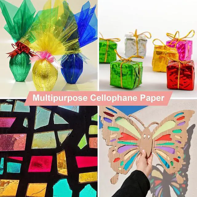 Alt view image 4 of 7 - PEASUG 120 Pcs Colored Cellophane Sheets for Crafts 7.5 x 7.5 Inches