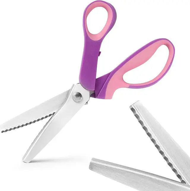 Main image of Pinking Shears for Fabric Cutting, Zig Zag Scissors, Scrapbook Scissors Decorative Edge for Adults, Great for Many Kinds of Sewing Fabrics Leather and Craft Paper, Professional Handheld Dressmaking