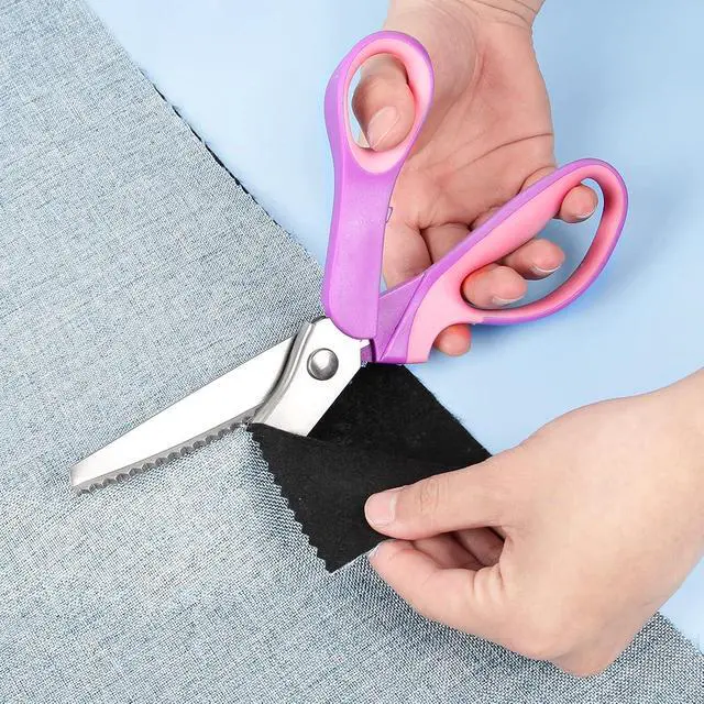 Alt view image 2 of 6 - Pinking Shears for Fabric Cutting, Zig Zag Scissors, Scrapbook Scissors Decorative Edge for Adults, Great for Many Kinds of Sewing Fabrics Leather and Craft Paper, Professional Handheld Dressmaking