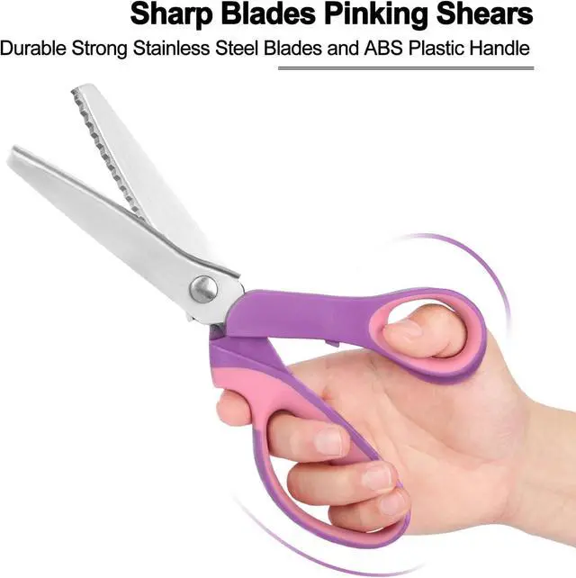 Alt view image 3 of 6 - Pinking Shears for Fabric Cutting, Zig Zag Scissors, Scrapbook Scissors Decorative Edge for Adults, Great for Many Kinds of Sewing Fabrics Leather and Craft Paper, Professional Handheld Dressmaking