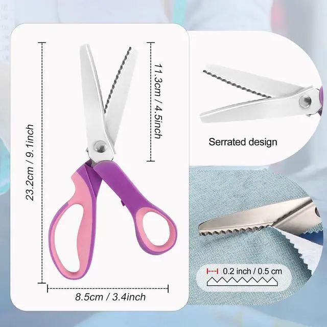 Alt view image 4 of 6 - Pinking Shears for Fabric Cutting, Zig Zag Scissors, Scrapbook Scissors Decorative Edge for Adults, Great for Many Kinds of Sewing Fabrics Leather and Craft Paper, Professional Handheld Dressmaking