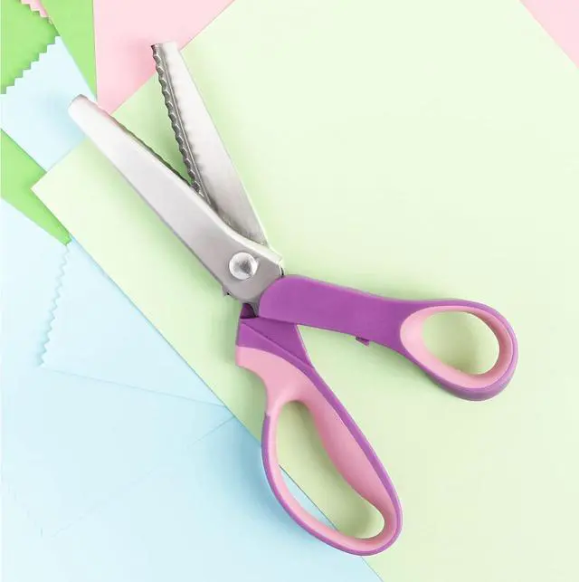 Alt view image 5 of 6 - Pinking Shears for Fabric Cutting, Zig Zag Scissors, Scrapbook Scissors Decorative Edge for Adults, Great for Many Kinds of Sewing Fabrics Leather and Craft Paper, Professional Handheld Dressmaking