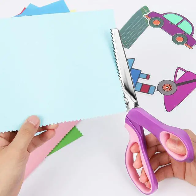 Alt view image 6 of 6 - Pinking Shears for Fabric Cutting, Zig Zag Scissors, Scrapbook Scissors Decorative Edge for Adults, Great for Many Kinds of Sewing Fabrics Leather and Craft Paper, Professional Handheld Dressmaking