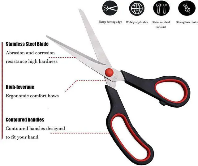 Alt view image 3 of 7 - Scissors, Multipurpose office Scissors,8.5 Inch Ultra Sharp Shears, Comfort-Grip Handles Household scissorsSturdy Sharp Craft Supplies - Pack of 5, Right/Left Hande
