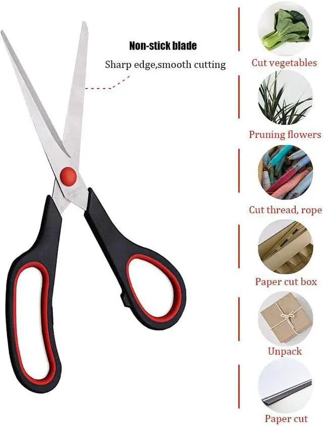 Alt view image 4 of 7 - Scissors, Multipurpose office Scissors,8.5 Inch Ultra Sharp Shears, Comfort-Grip Handles Household scissorsSturdy Sharp Craft Supplies - Pack of 5, Right/Left Hande
