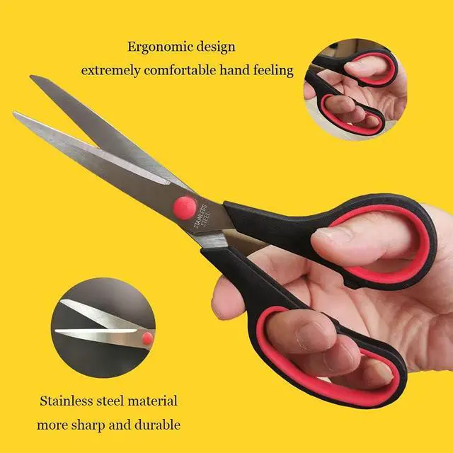 Alt view image 5 of 7 - Scissors, Multipurpose office Scissors,8.5 Inch Ultra Sharp Shears, Comfort-Grip Handles Household scissorsSturdy Sharp Craft Supplies - Pack of 5, Right/Left Hande