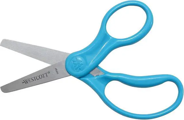 Alt view image 5 of 6 - Westcott 15968 Right- and Left-Handed Scissors, Classic Kids' Scissors, Back to School, Classroom Supplies, Ages 4-8, 5-Inch Blunt Tip, Neon Blue