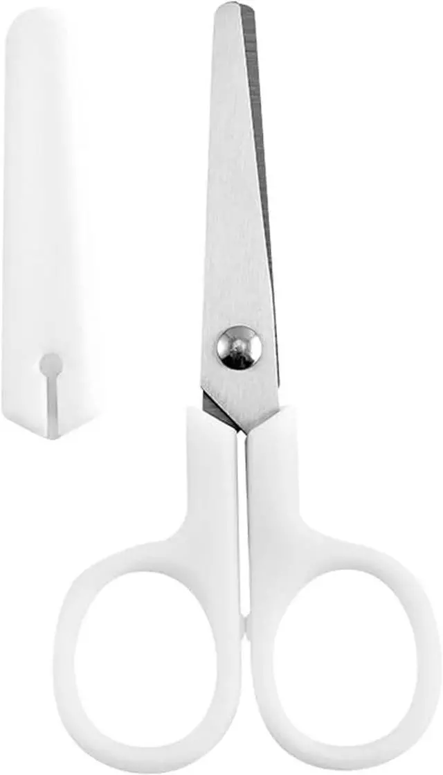 Main image of Small Safety Scissors with White Cover, Perfect for Kids & Students, Blunt Tip Cutting Tools for Multipurpose, Office, Home, School, Cut Craft Supplies, 1-Pack