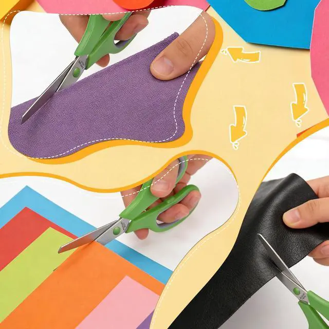 Alt view image 5 of 7 - 5.5" Kids Small Scissors Set,Blunt Tip Craft Paper Scissors Bulk, Stainless Steel Safety Blades for Classroom School Home,6 Packs