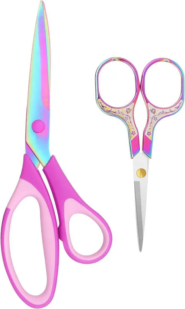 Main image of Fabric Scissors, Dressmaking with Titanium Plated Stainless Steel, Tailor Scissors for Cutting Fabrics and Leather, Set of 2