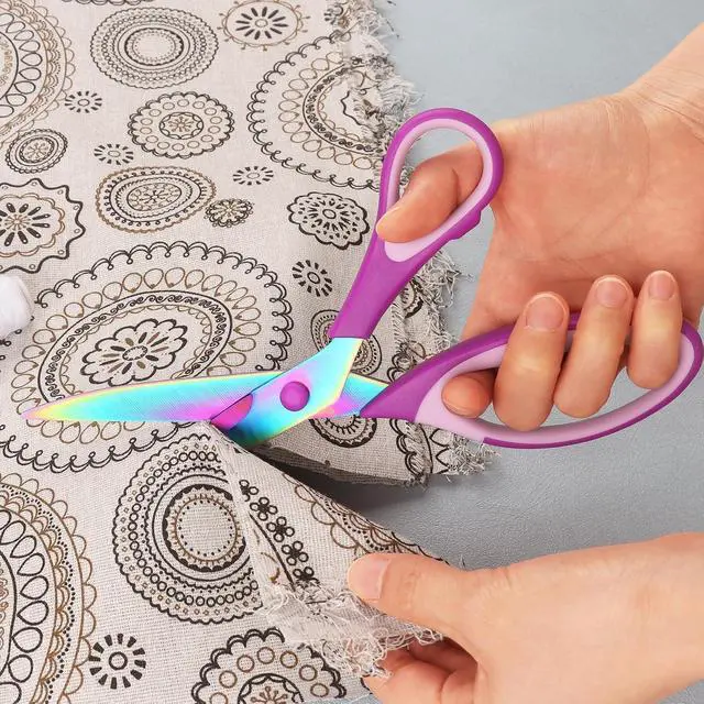Alt view image 2 of 7 - Fabric Scissors, Dressmaking with Titanium Plated Stainless Steel, Tailor Scissors for Cutting Fabrics and Leather, Set of 2