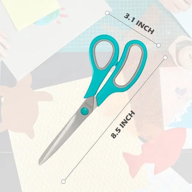 Alt view image 2 of 6 - Scissors All Purpose,8.5'' Scissors for office Bulk 3-Pack Stainless Steel Sharp for Home School Sewing Fabric Craft Supplies