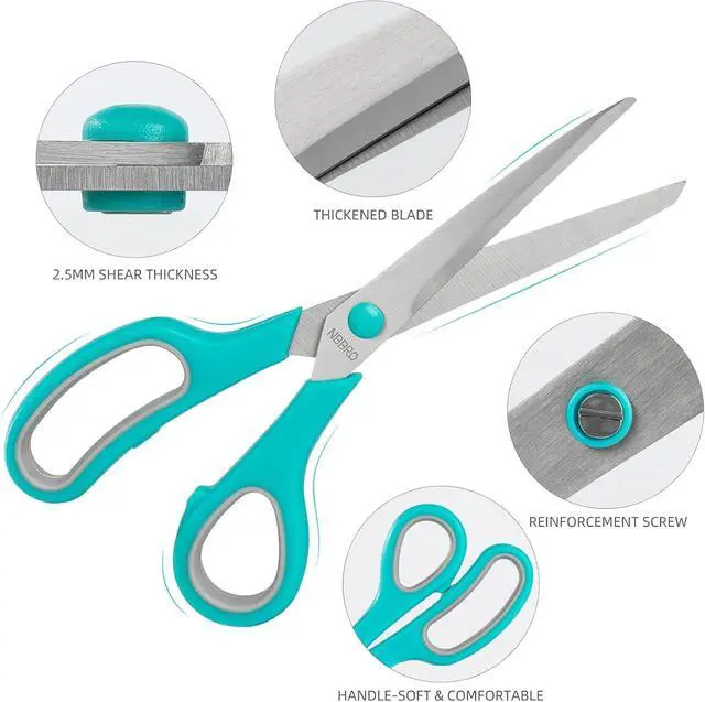 Alt view image 3 of 6 - Scissors All Purpose,8.5'' Scissors for office Bulk 3-Pack Stainless Steel Sharp for Home School Sewing Fabric Craft Supplies