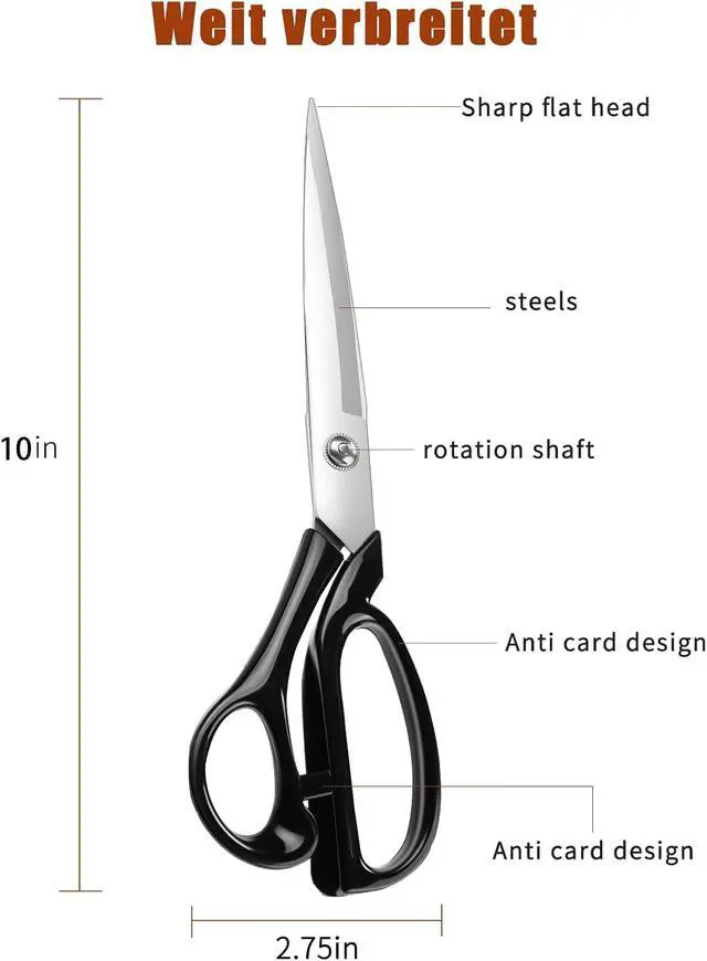 Alt view image 3 of 6 - 10Inch fabric scissors with protective cover,for Tailor Office Home