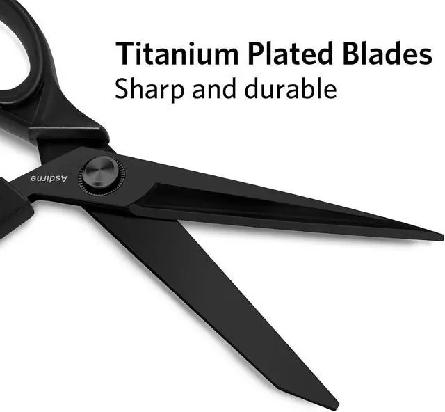 Alt view image 3 of 7 - Asdirne Black Titanium Fabric Scissors, Dressmaking Scissors with Heavy Duty Multi-Purpose Titanium Coated Blades and Comfortable Soft Grip Handles, Black, 25CM