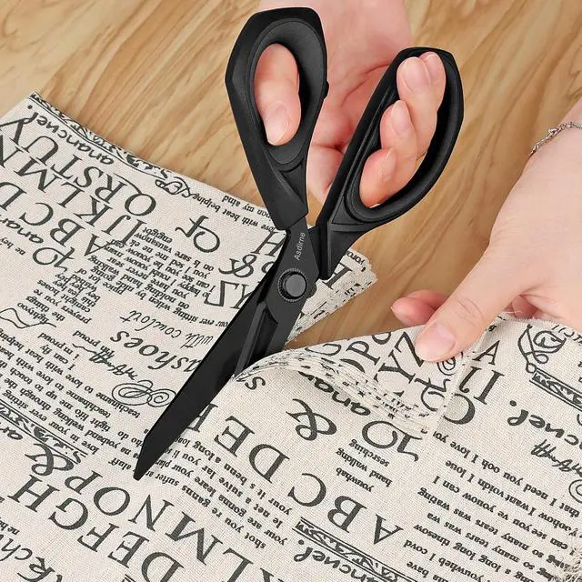 Alt view image 6 of 7 - Asdirne Black Titanium Fabric Scissors, Dressmaking Scissors with Heavy Duty Multi-Purpose Titanium Coated Blades and Comfortable Soft Grip Handles, Black, 25CM