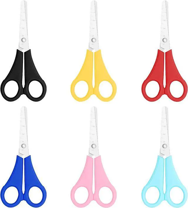 Main image of Asdirne Kid Scissors, Blunt Tip Safety for Child, PreschoolerToddlers, Stainless Steel Blades with Centimetre Scale, More Accurate Cutting, Set of 6