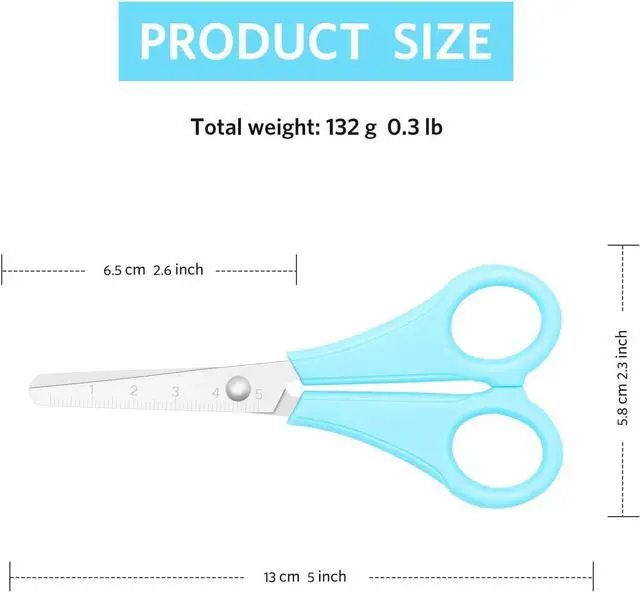 Alt view image 3 of 7 - Asdirne Kid Scissors, Blunt Tip Safety for Child, PreschoolerToddlers, Stainless Steel Blades with Centimetre Scale, More Accurate Cutting, Set of 6