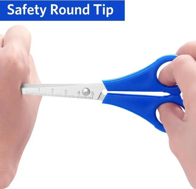 Alt view image 4 of 7 - Asdirne Kid Scissors, Blunt Tip Safety for Child, PreschoolerToddlers, Stainless Steel Blades with Centimetre Scale, More Accurate Cutting, Set of 6