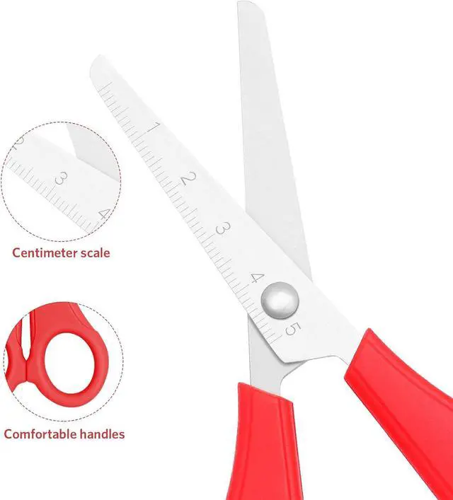 Alt view image 5 of 7 - Asdirne Kid Scissors, Blunt Tip Safety for Child, PreschoolerToddlers, Stainless Steel Blades with Centimetre Scale, More Accurate Cutting, Set of 6