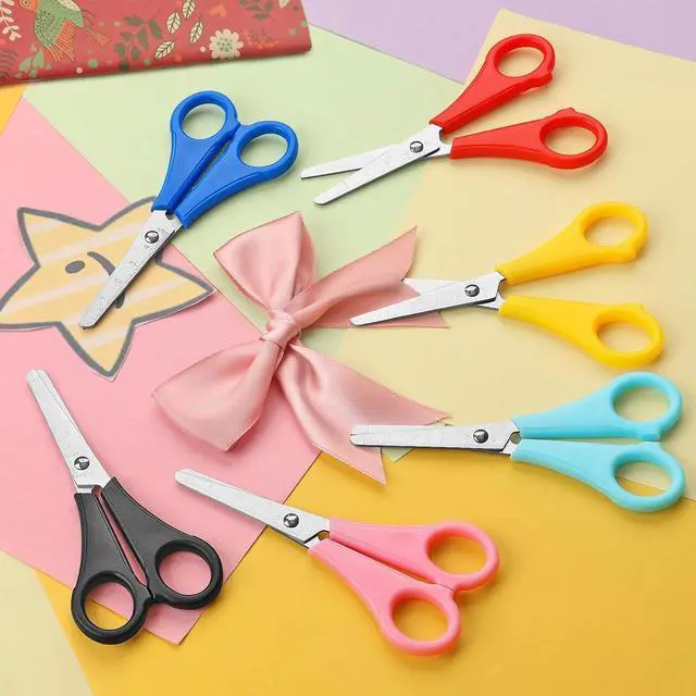 Alt view image 7 of 7 - Asdirne Kid Scissors, Blunt Tip Safety for Child, PreschoolerToddlers, Stainless Steel Blades with Centimetre Scale, More Accurate Cutting, Set of 6