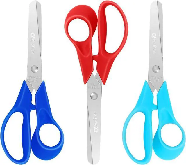 Main image of Asdirne Kids Scissors, Children Scissors with Comfort Grip Handles, Safety Blunt Tip, 5 Inch, 3 Pack