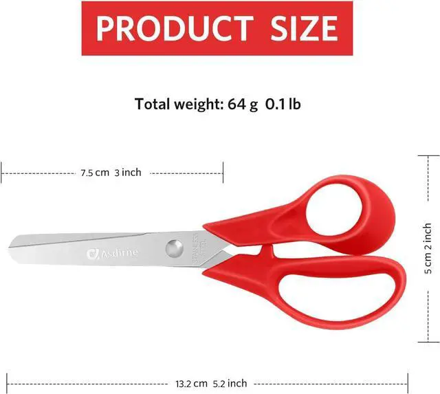 Alt view image 4 of 7 - Asdirne Kids Scissors, Children Scissors with Comfort Grip Handles, Safety Blunt Tip, 5 Inch, 3 Pack