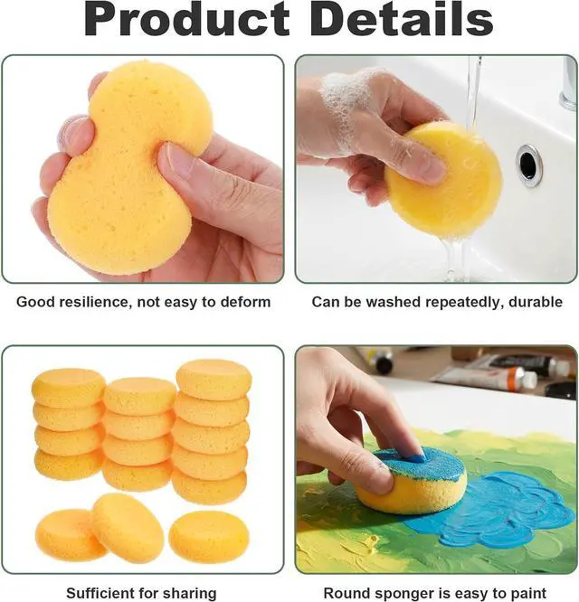 Alt view image 3 of 7 - 16Pcs Pottery Sponges for Clay, Clay Sponges for Pottery, Round Sponge