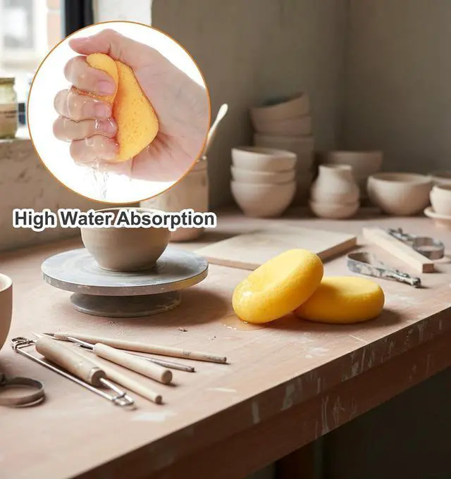 Alt view image 5 of 7 - 16Pcs Pottery Sponges for Clay, Clay Sponges for Pottery, Round Sponge