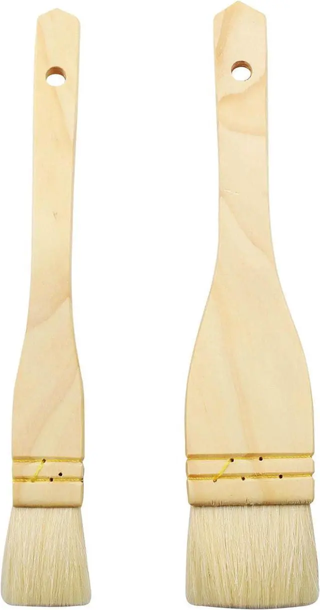 Main image of 2Pcs Flat Hake Brushes, Sheep Hair Bristles, 1 Inch & 2 Inch