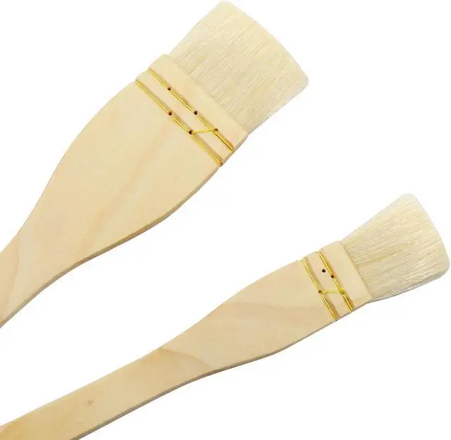 Alt view image 2 of 7 - 2Pcs Flat Hake Brushes, Sheep Hair Bristles, 1 Inch & 2 Inch
