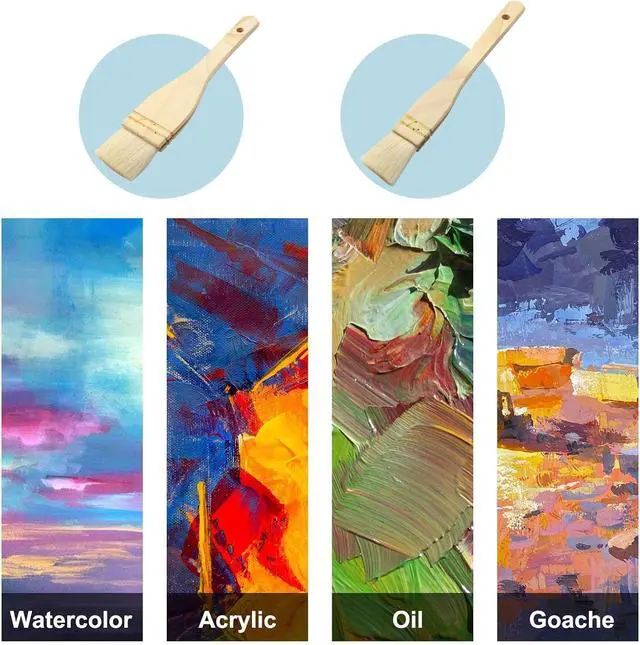 Alt view image 6 of 7 - 2Pcs Flat Hake Brushes, Sheep Hair Bristles, 1 Inch & 2 Inch
