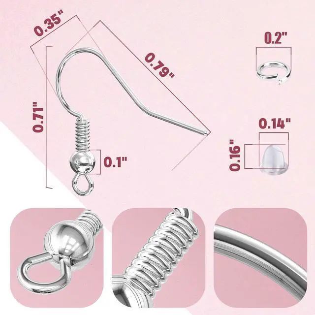 Alt view image 3 of 6 - Hypoallergenic Earring Hooks for Jewelry Making, 600 Pcs Earring Making Kit