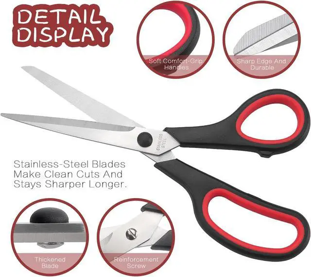 Alt view image 3 of 7 - LONGKEY Scissors 8.5 Inch All Purpose with Stainless Steel Blades, 2 PCS