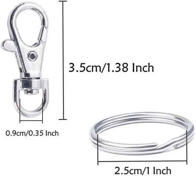 Alt view image 2 of 7 - 60 Pcs Premium Swivel Lanyard Snap Hook with Key Rings, Metal Lobster Clasp Keychain Hooks for Lanyard Crafting