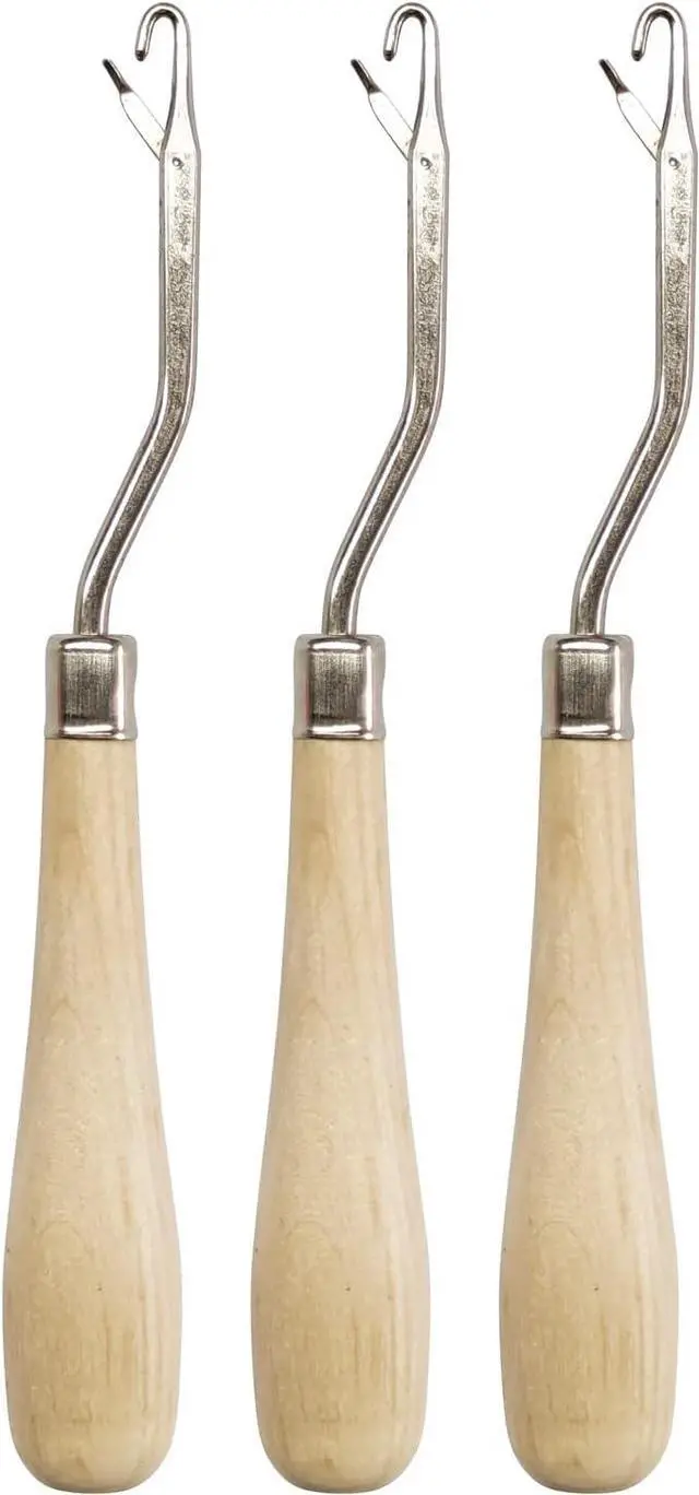 Main image of HSYMQ Latch Hook Tools, 3Pack Wooden Bent Latch Hooks