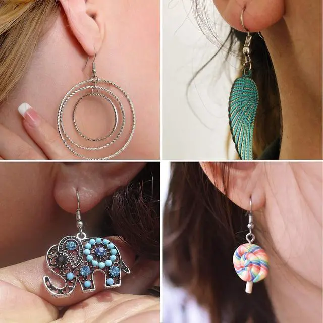 Alt view image 5 of 6 - Stainless Steel Earring Hooks French Ear Wire, 600pcs Earring Making Findings Parts Jewels DIY Supplies Kits, with Silicone Earring Backs Stoppers & Open Jump Ring