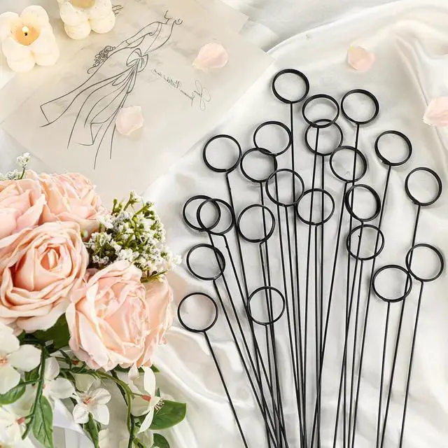 Alt view image 3 of 7 - Hotop 30 Pcs Flower Card Holder Picks Metal Wire Picture Holders, Black