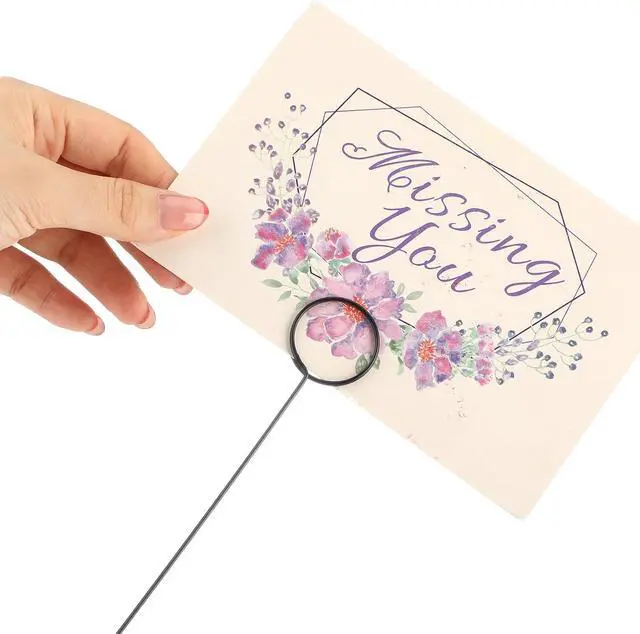 Alt view image 5 of 7 - Hotop 30 Pcs Flower Card Holder Picks Metal Wire Picture Holders, Black