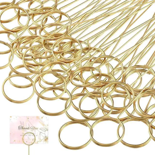 Main image of Hotop 30 Pcs Flower Card Holder Picks Metal Wire Picture Holders, Gold