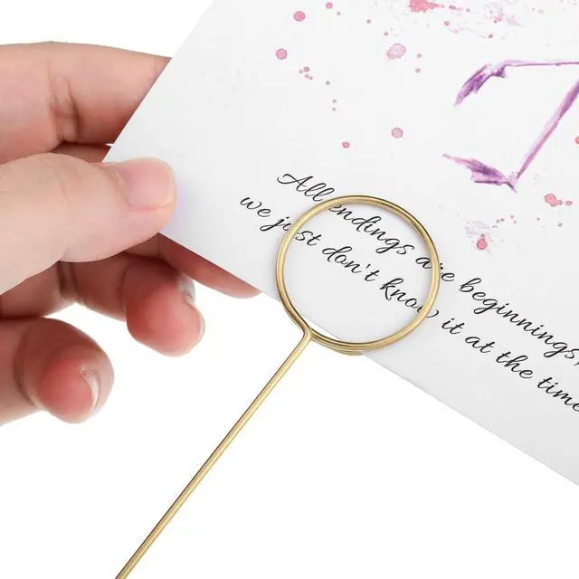 Alt view image 3 of 7 - Hotop 30 Pcs Flower Card Holder Picks Metal Wire Picture Holders, Gold