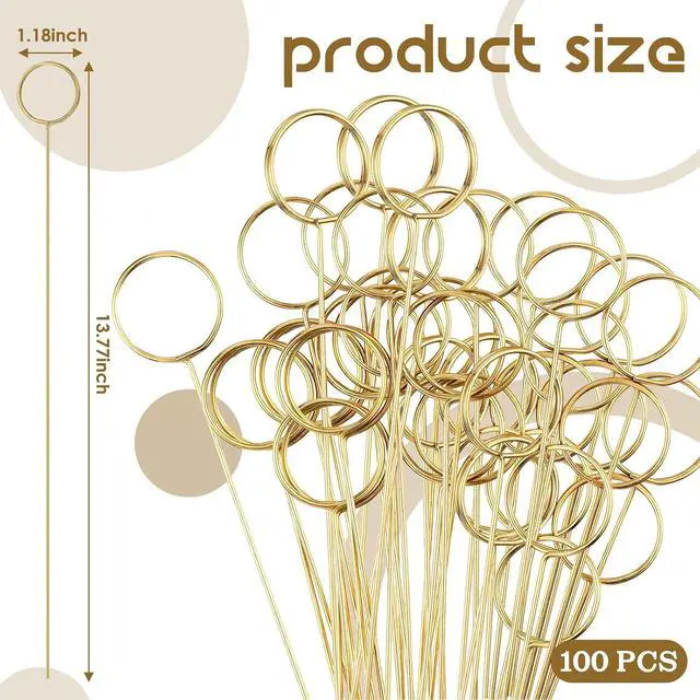 Alt view image 2 of 7 - Hotop 30 Pcs Flower Card Holder Picks Metal Wire Picture Holders, Gold