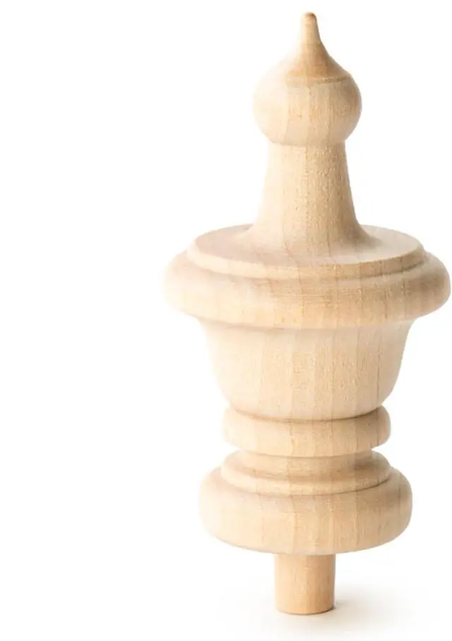 Main image of Pinehurst Crafts Wooden Finials, Wood Finials Work Great as Toppers, DIY Décor, and for Furniture Making, 3-1/2 Inch Tall with 3/8 Inch Tenon, Pack of 4