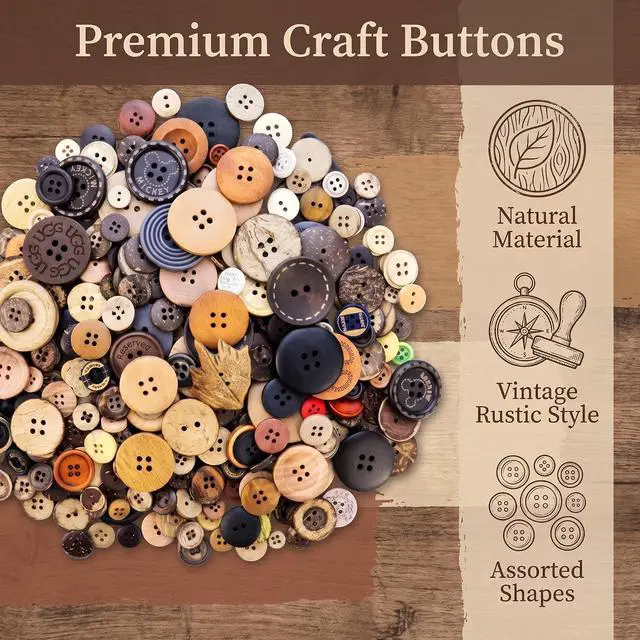 Alt view image 2 of 7 - 600 Pcs Wooden Buttons Assorted Sizes Mixed Colors Coconut Shell for Crafts