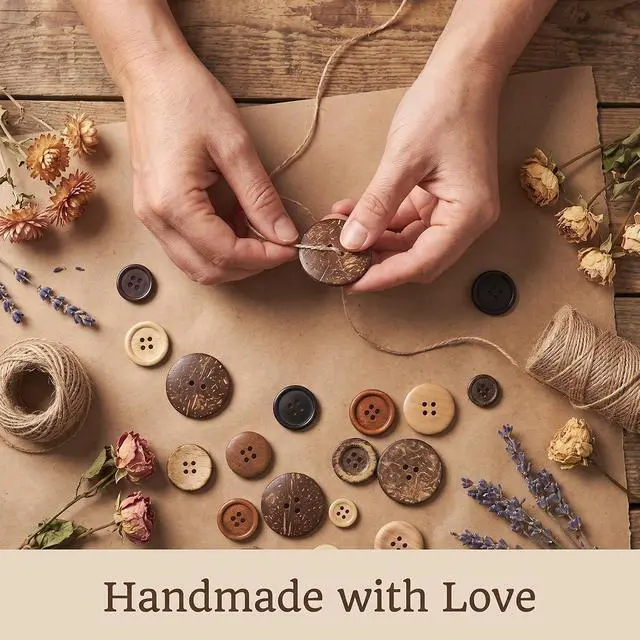 Alt view image 4 of 7 - 600 Pcs Wooden Buttons Assorted Sizes Mixed Colors Coconut Shell for Crafts