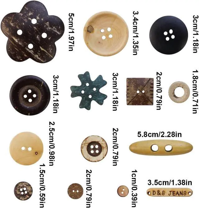 Alt view image 5 of 7 - 600 Pcs Wooden Buttons Assorted Sizes Mixed Colors Coconut Shell for Crafts