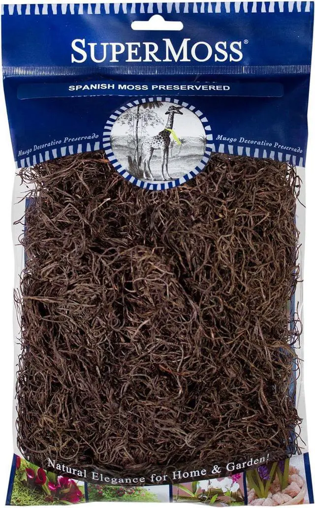 Main image of SuperMoss (26956) Preserved Spanish Moss Decorative Moss for Crafts, Potted Plants, Fairy Gardens, Vase Filler, Floral Arrangements & Indoor/Outdoor Garden Projects, 120 cu in, Coffee