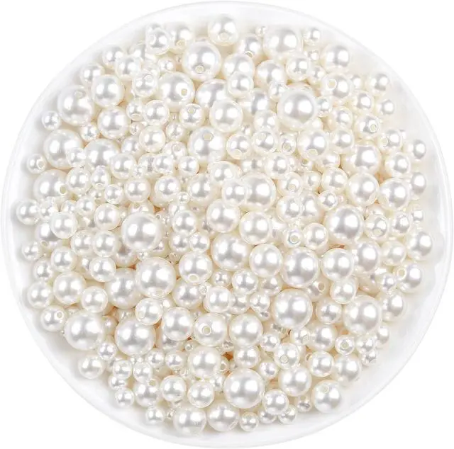 Main image of Pearl Beads, Anezus 800pcs Ivory Pearl Craft Beads Loose Pearls for Jewelry Making, Crafts, Decoration and Vase Filler (Assorted Sizes)