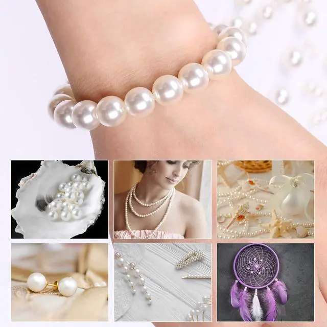 Alt view image 2 of 7 - Pearl Beads, Anezus 800pcs Ivory Pearl Craft Beads Loose Pearls for Jewelry Making, Crafts, Decoration and Vase Filler (Assorted Sizes)